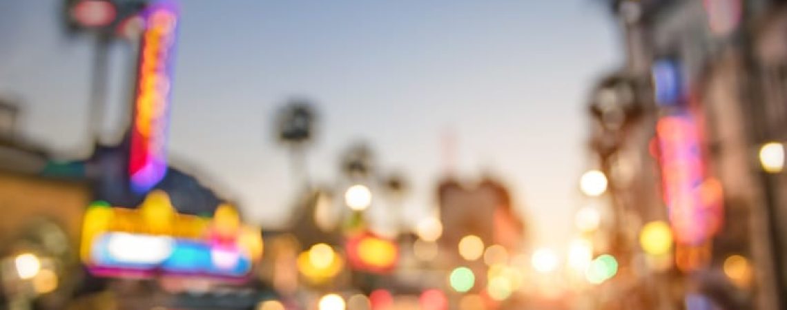 Defocused blur of Hollywood Boulevard in Losa Angeles